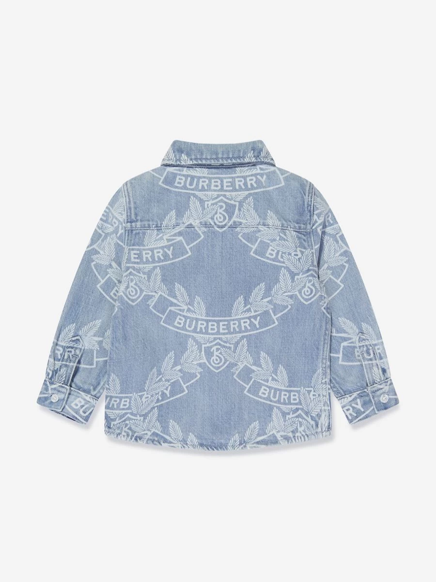 Burberry Kids Baby Boys Blue Owen Crest Shirt | Classic Cotton Button-Up