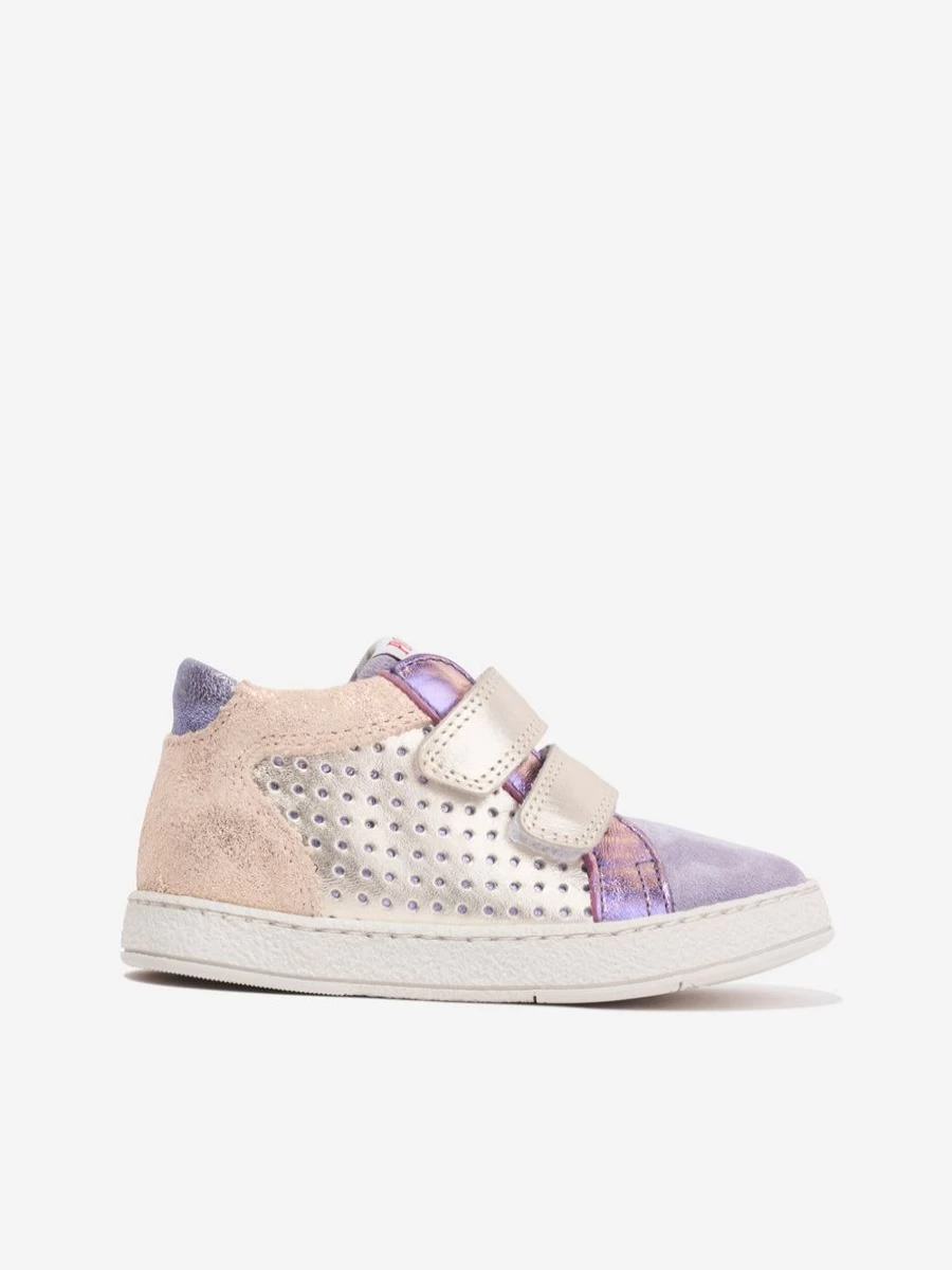Pom D'Api Girls Multicolour Leather Mousse Easy Trainers - Comfortable Kids Sneakers