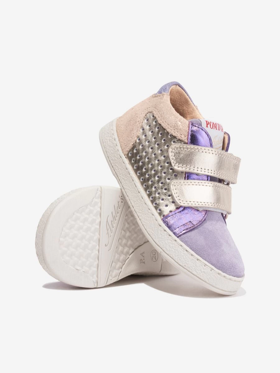 Pom D'Api Girls Multicolour Leather Mousse Easy Trainers - Comfortable Kids Sneakers