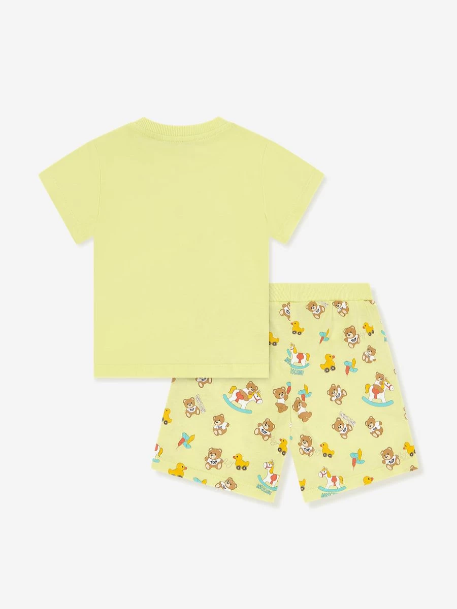 Moschino Kids Boys Yellow Teddy Bear Print Shorts Set Baby Outfit