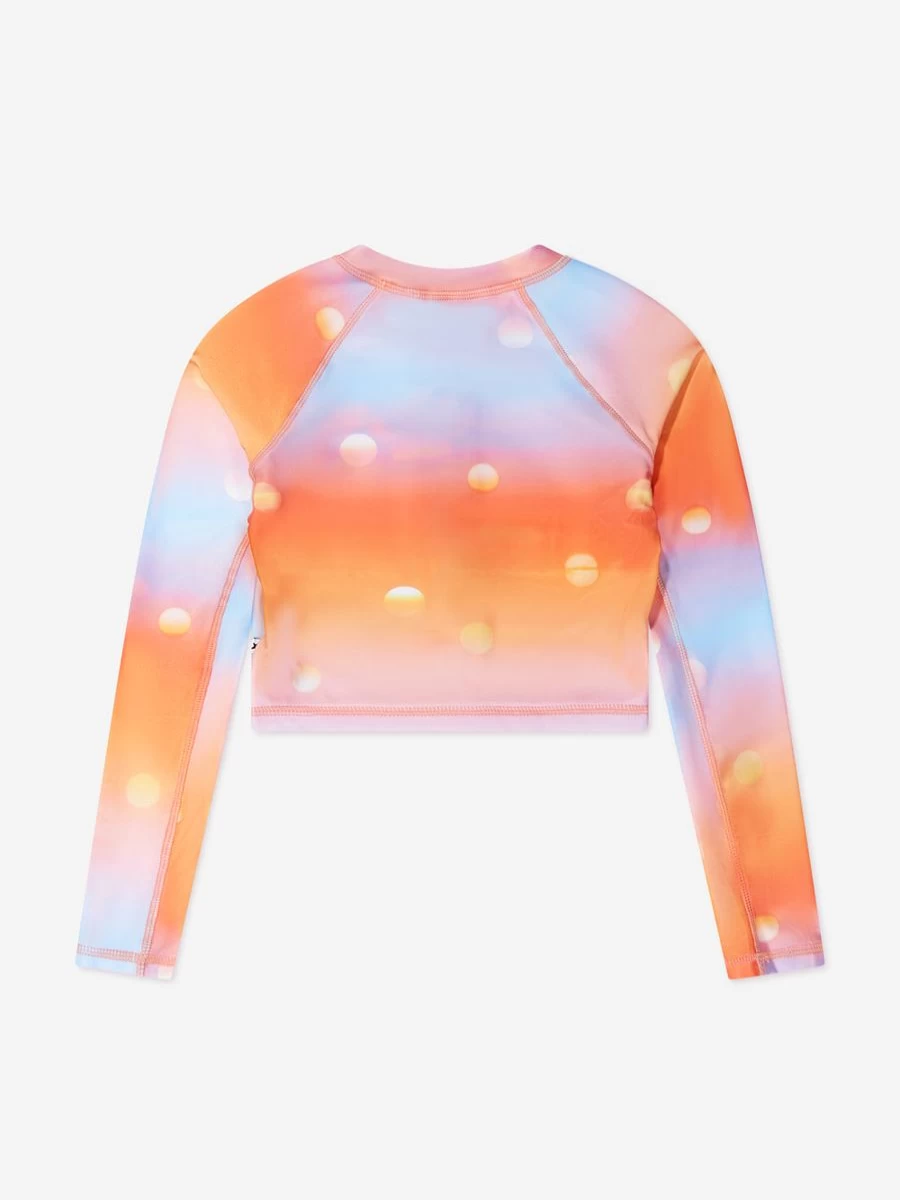 Molo Girls' Long Sleeve Nellie Orange Swim Top for Sun Protection