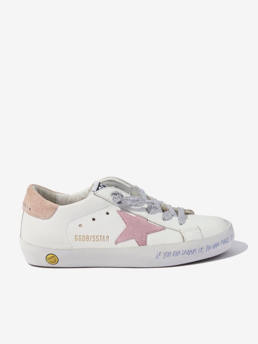 Golden Goose Kids White Leather Super Star Sneakers for Girls