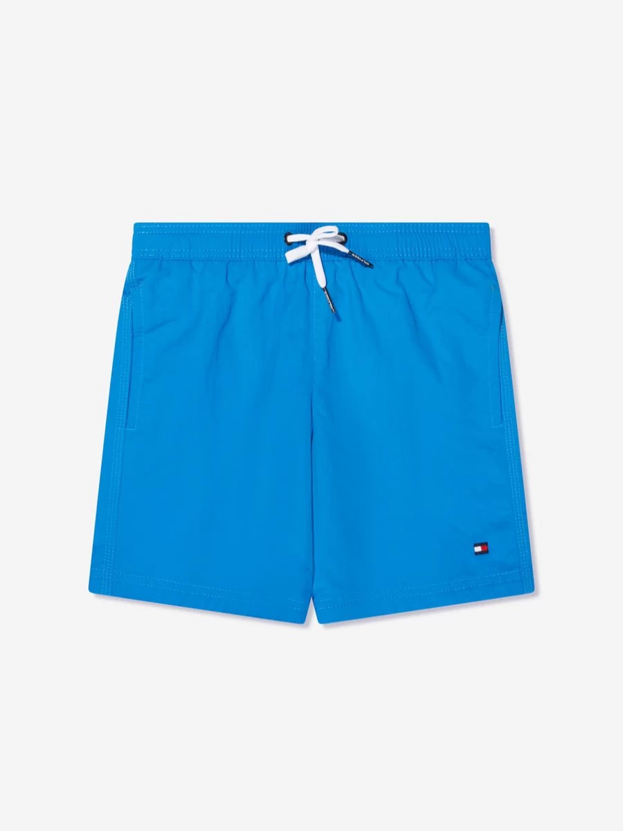 Tommy Hilfiger Boys Medium Blue Swim Shorts with Drawstring Waist