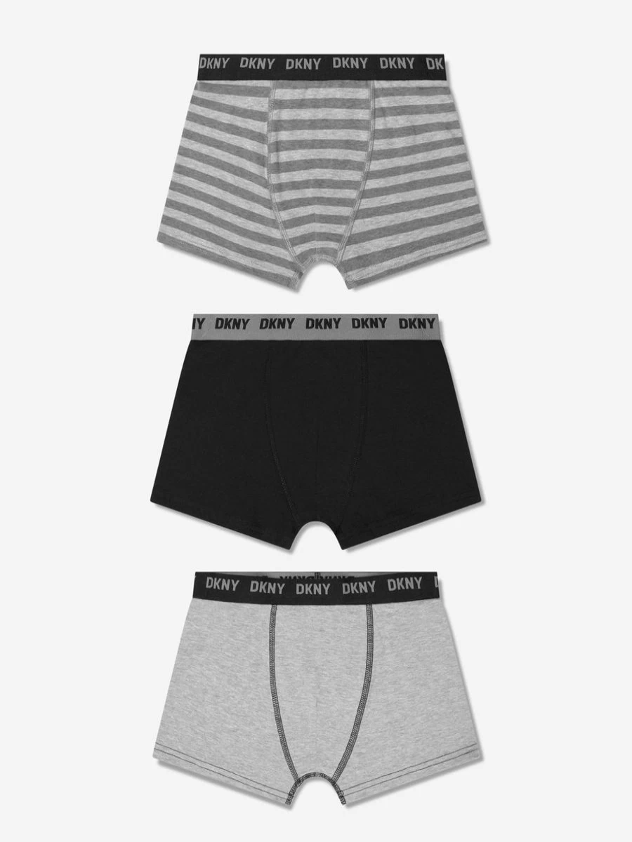 DKNY Boys' 3-Pack Comfort Boxer Shorts - Soft Grey Cotton Underwear Set