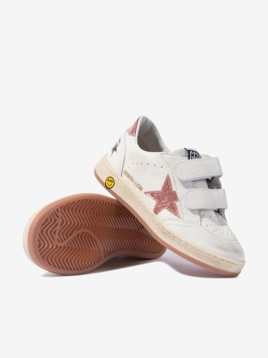 Golden Goose Kids White Leather Star Ball Trainers for Girls