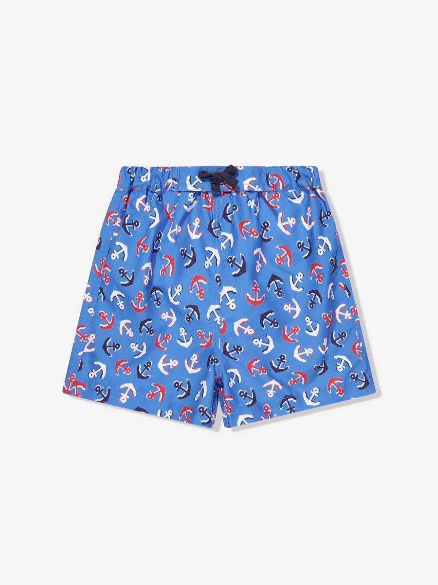 Rachel Riley Boys' Navy Blue Anchor Print Swim Shorts for Kids