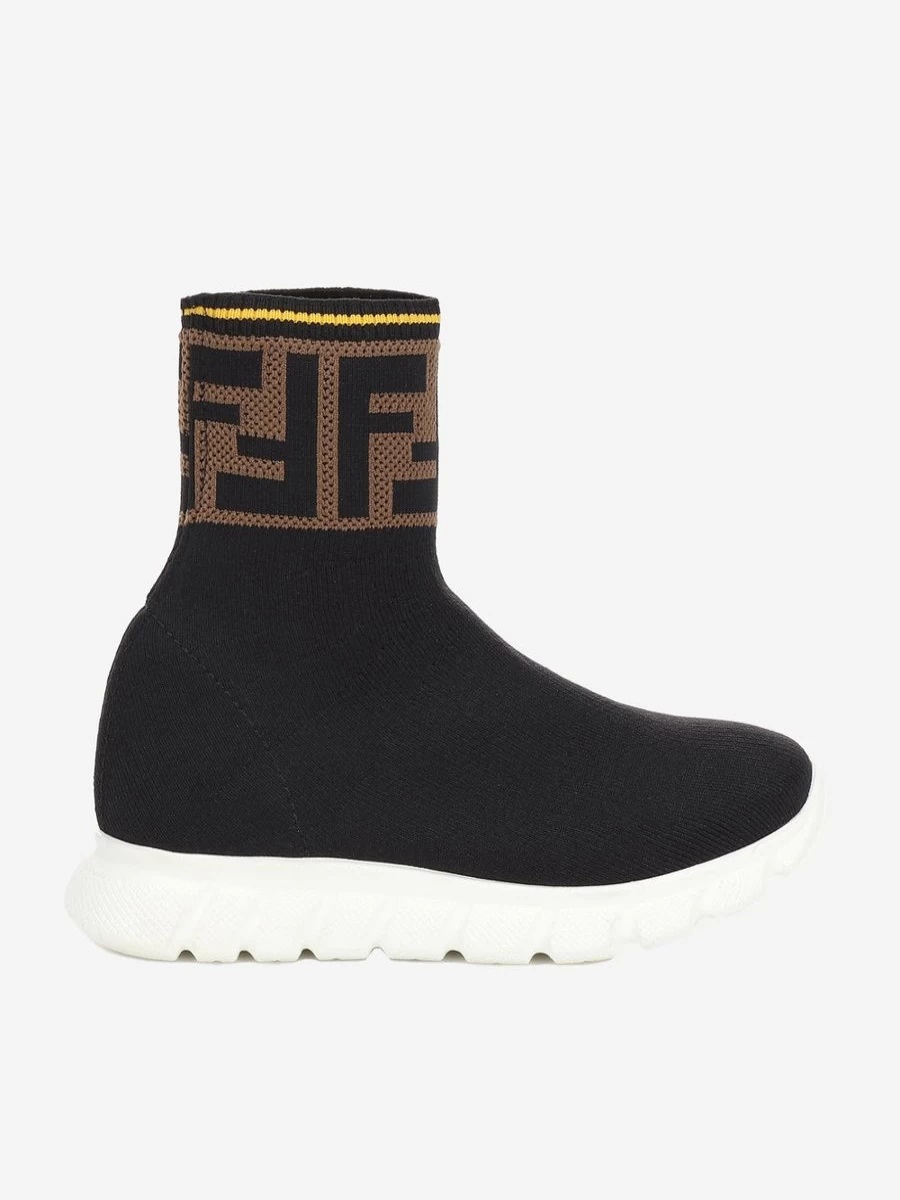 Fendi Kids Boys FF Logo Sock Sneakers - Stylish Childsplay Footwear for Boys