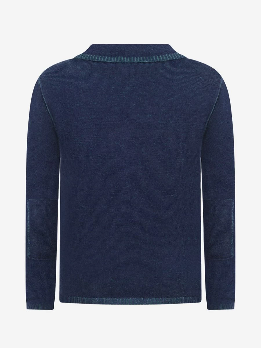 Sarabanda Boys Navy Blue Cotton Wool Blend Cardigan Sweater