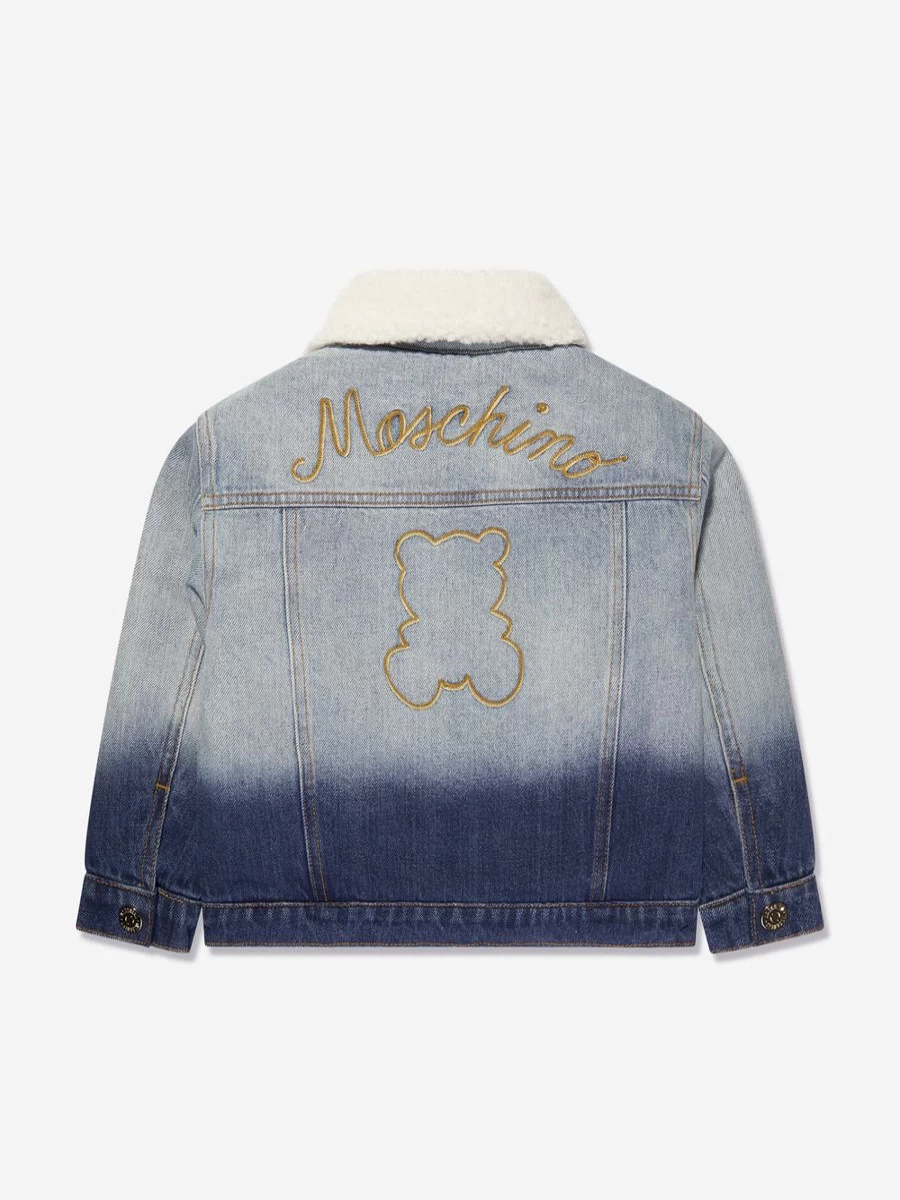 Moschino Kids Boys' Blue Denim Jacket with Logo - Stylish Casual Wear for Boys