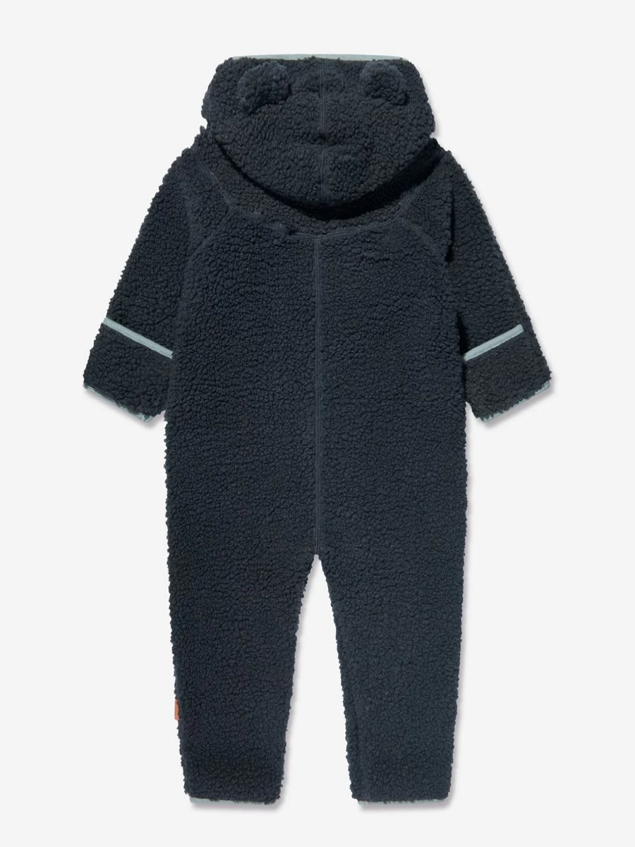 Molo Navy Blue Fleece Pramsuit for Baby Boys - Warm Winter Jumpsuit