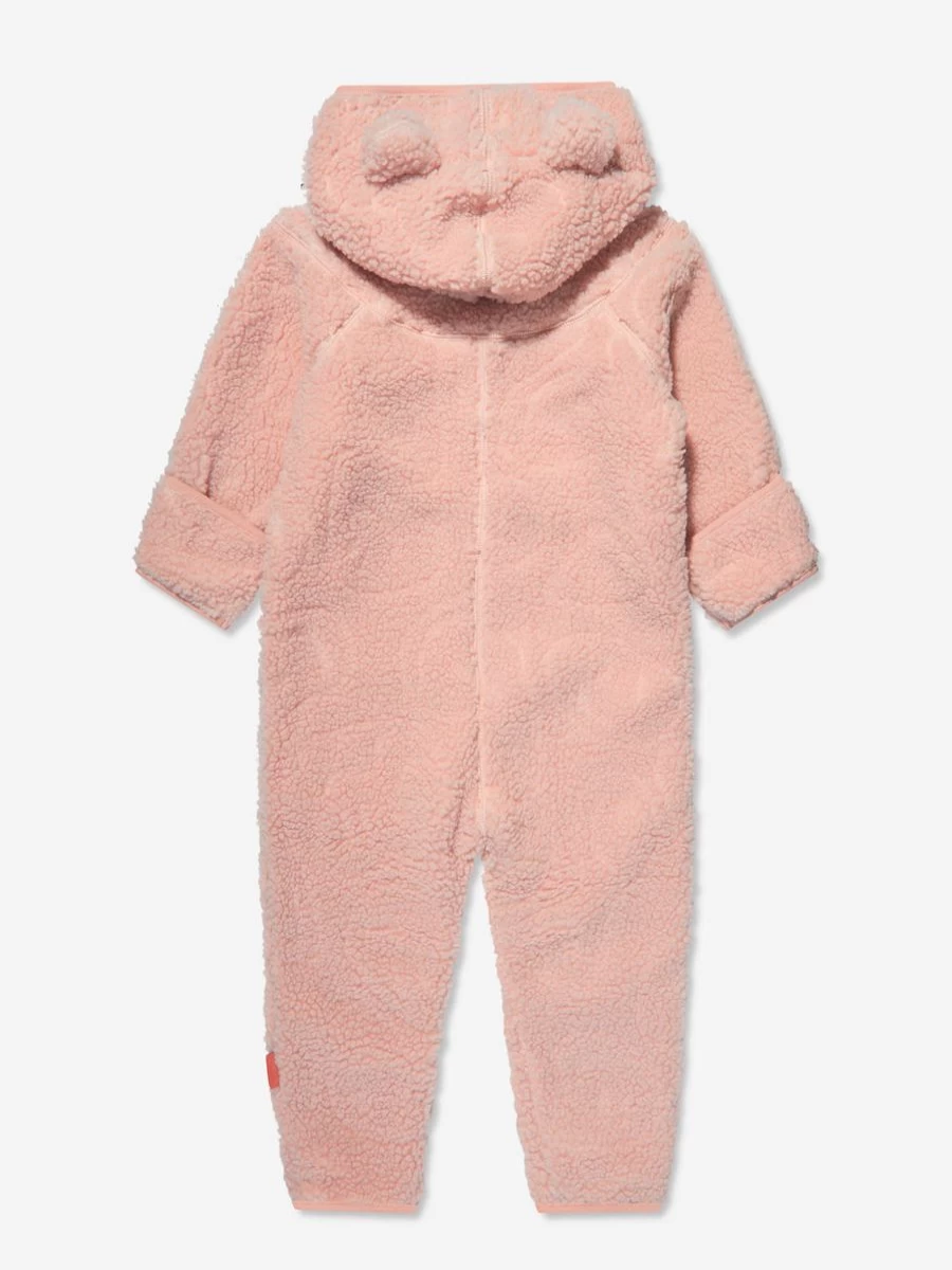 Molo Baby Girls Pink Fleece Pramsuit - Cozy Winter Wear for Infants