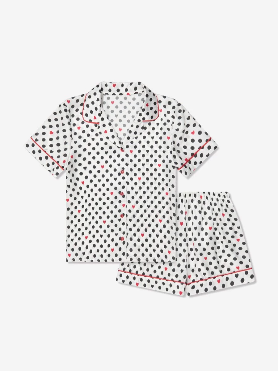 Amiki Girls Silk Cassandra White Pyjama Set - Luxurious Children's Pajamas