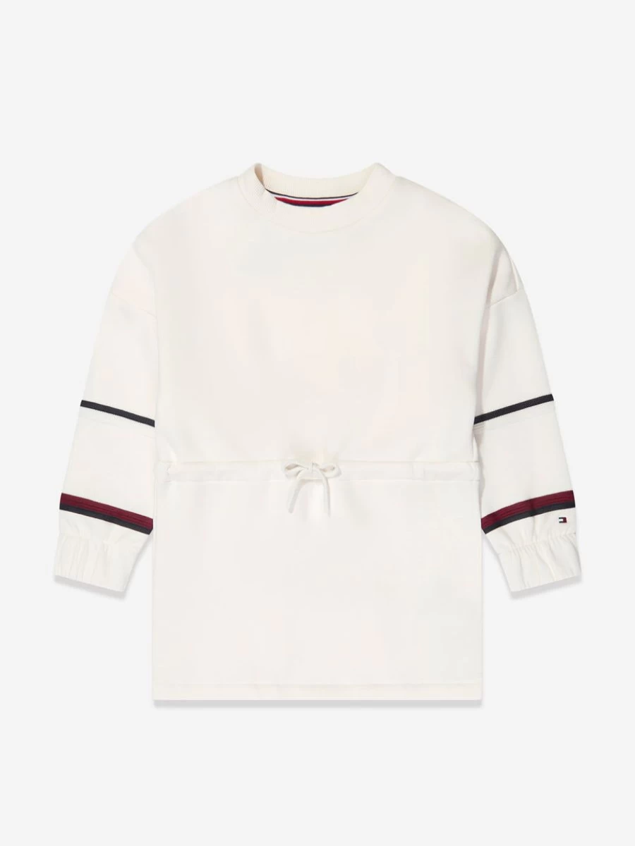 Tommy Hilfiger Girls Teen White Global Stripe Sweat Dress