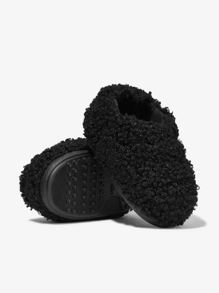 Moon Boot Girls' Black Faux Curly Sandals for Kids
