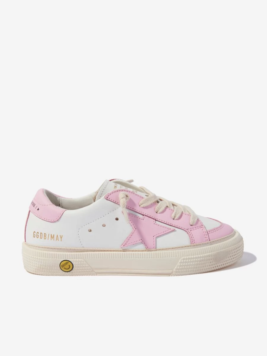 Golden Goose Kids White May Leather Sneakers for Girls