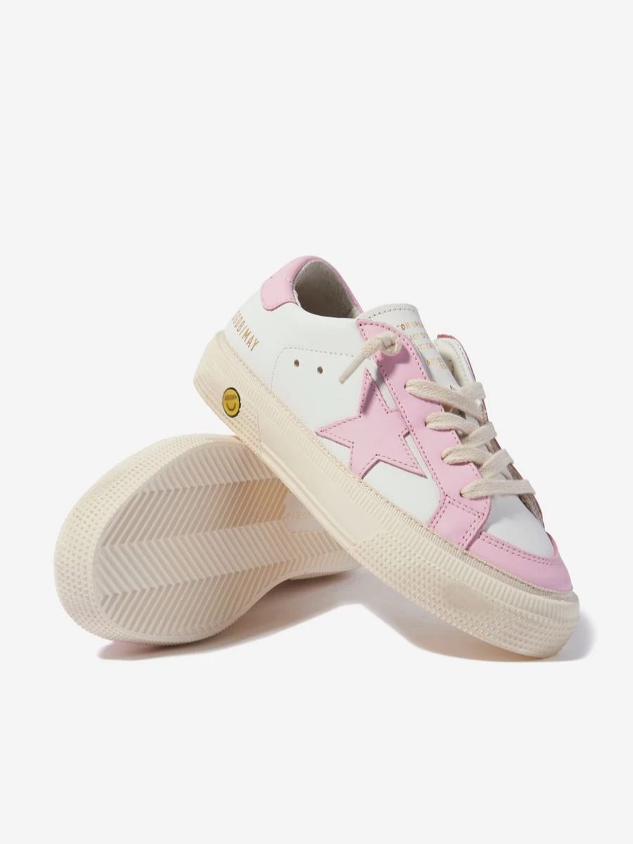 Golden Goose Kids White May Leather Sneakers for Girls