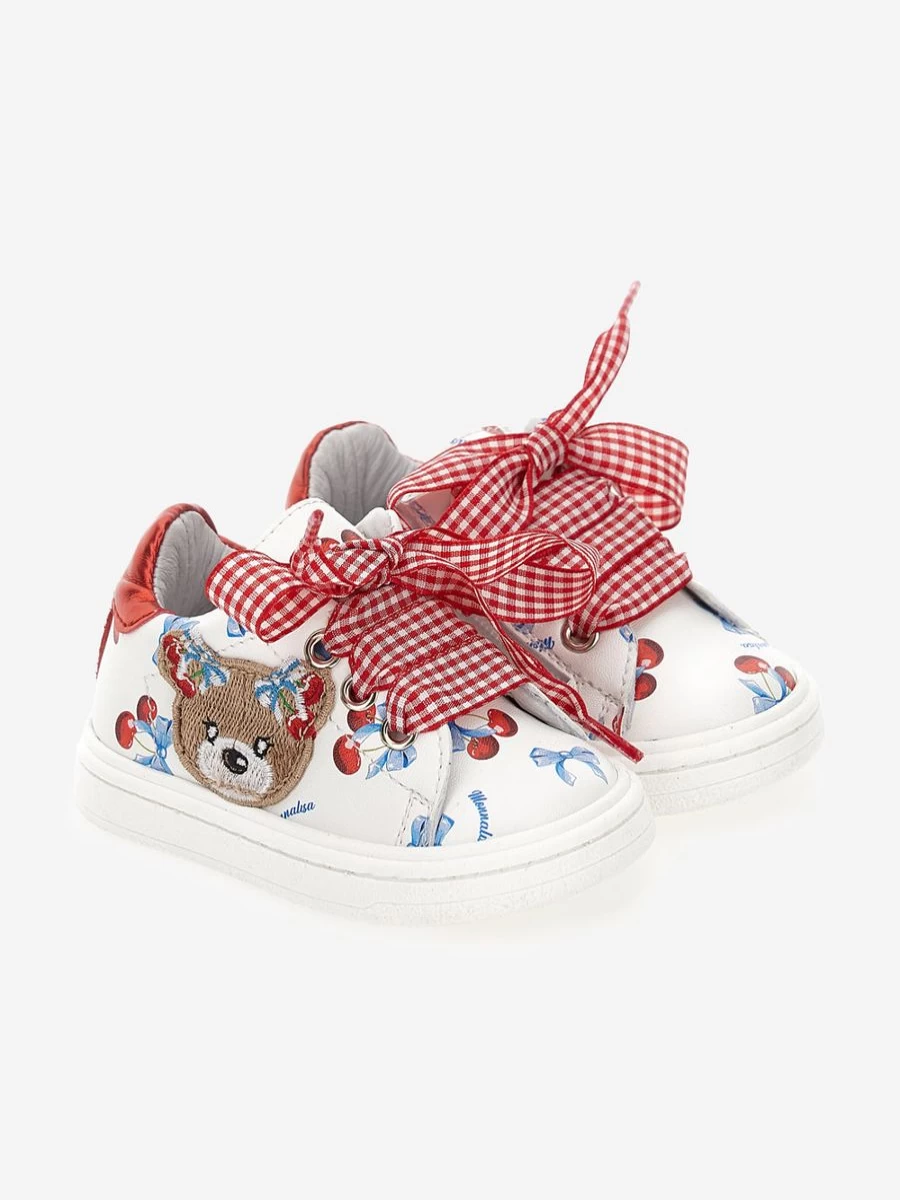 Monnalisa Girls White Teddy Bear Sneakers Trainers for Kids