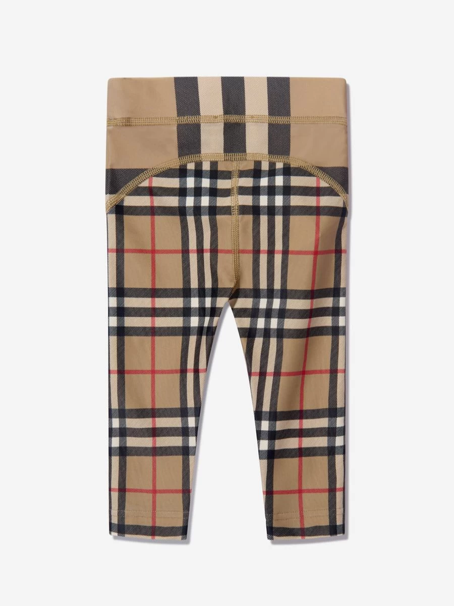 Burberry Kids Baby Girls Mini Isabella Check Leggings in Beige | Classic Check Pattern Toddler Leggings