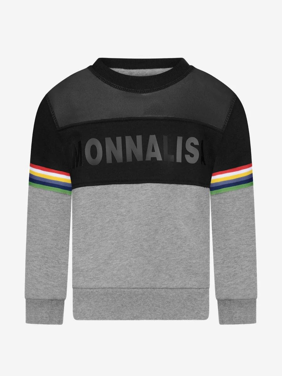 Monnalisa Girls' Embroidered Logo Sweater - Soft Cotton Knit Pullover for Kids