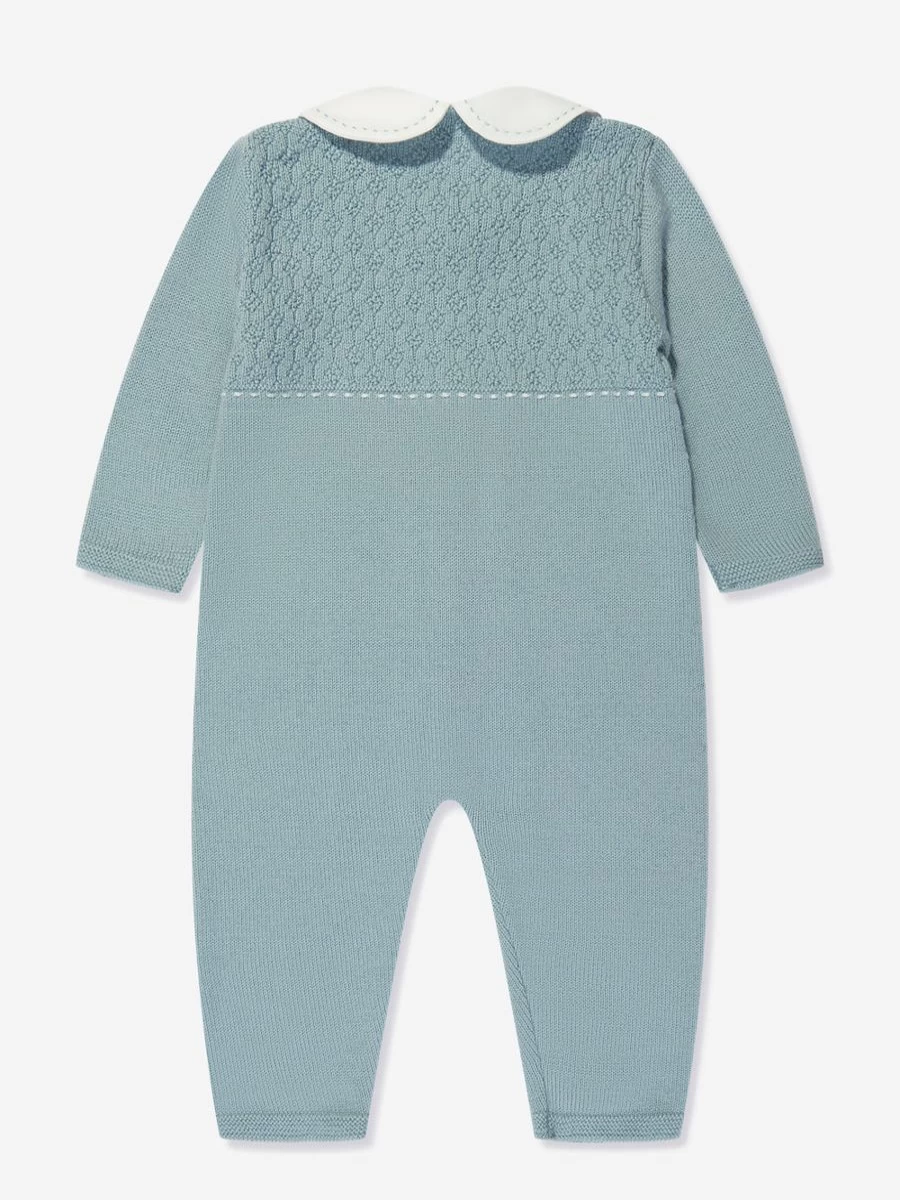 Paz Rodriguez Boys Green Knitted Baby Romper - Soft Cotton Jumpsuit for Infants