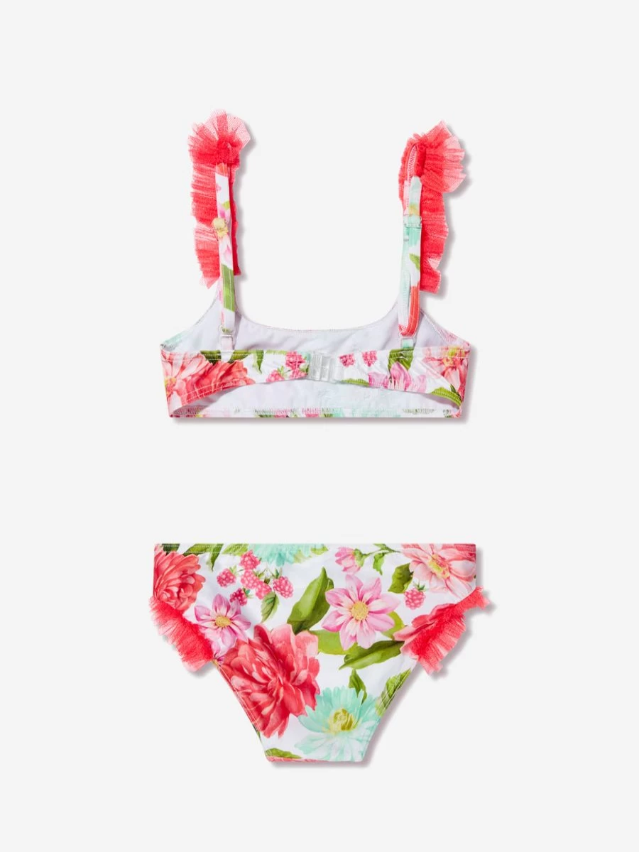 "Selini Action Teen Floral Bandeau Bikini - White Summer Swimwear for Girls"