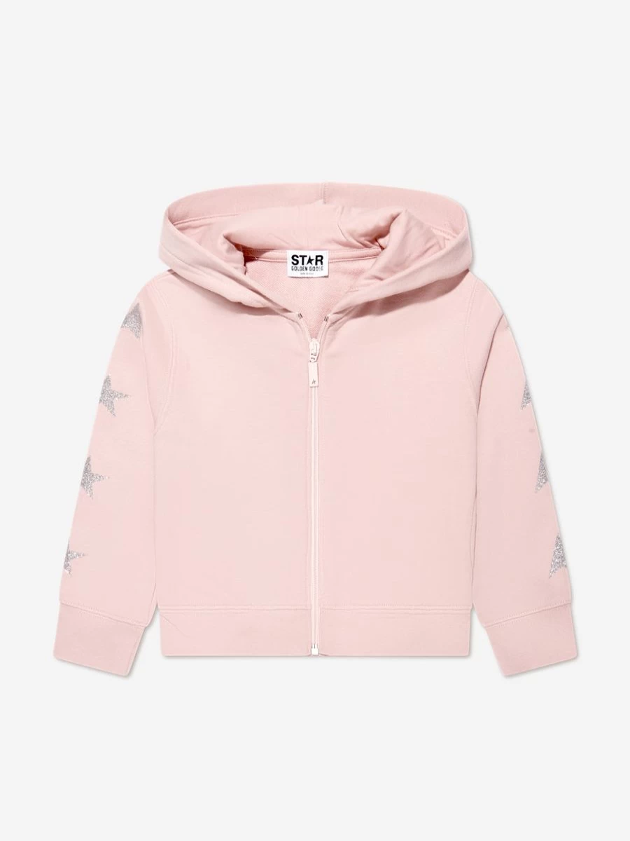 Golden Goose Kids Girls Sparkle Star Zip Up Hoodie - Glitter Pullover for Girls