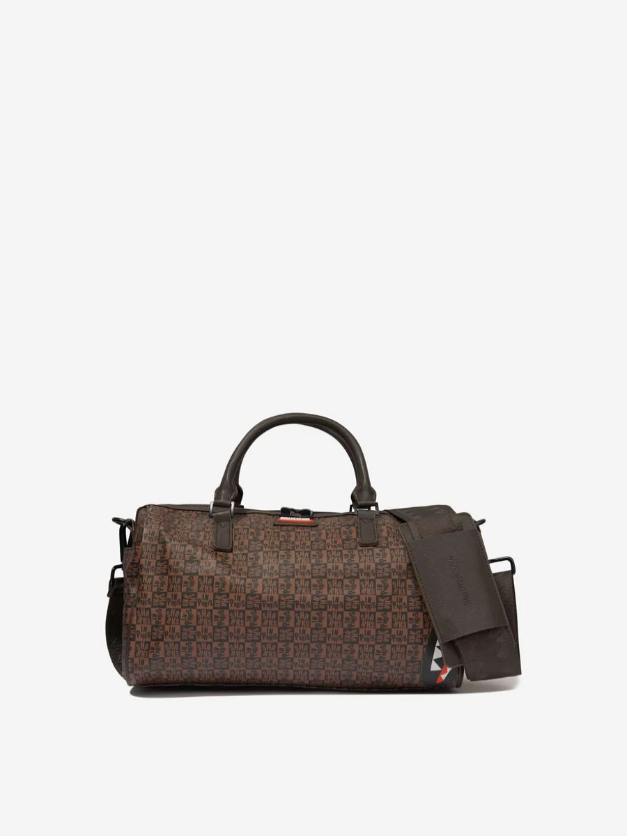 Sprayground Boys Sharks In Paris Brown Check Mini Duffle Bag