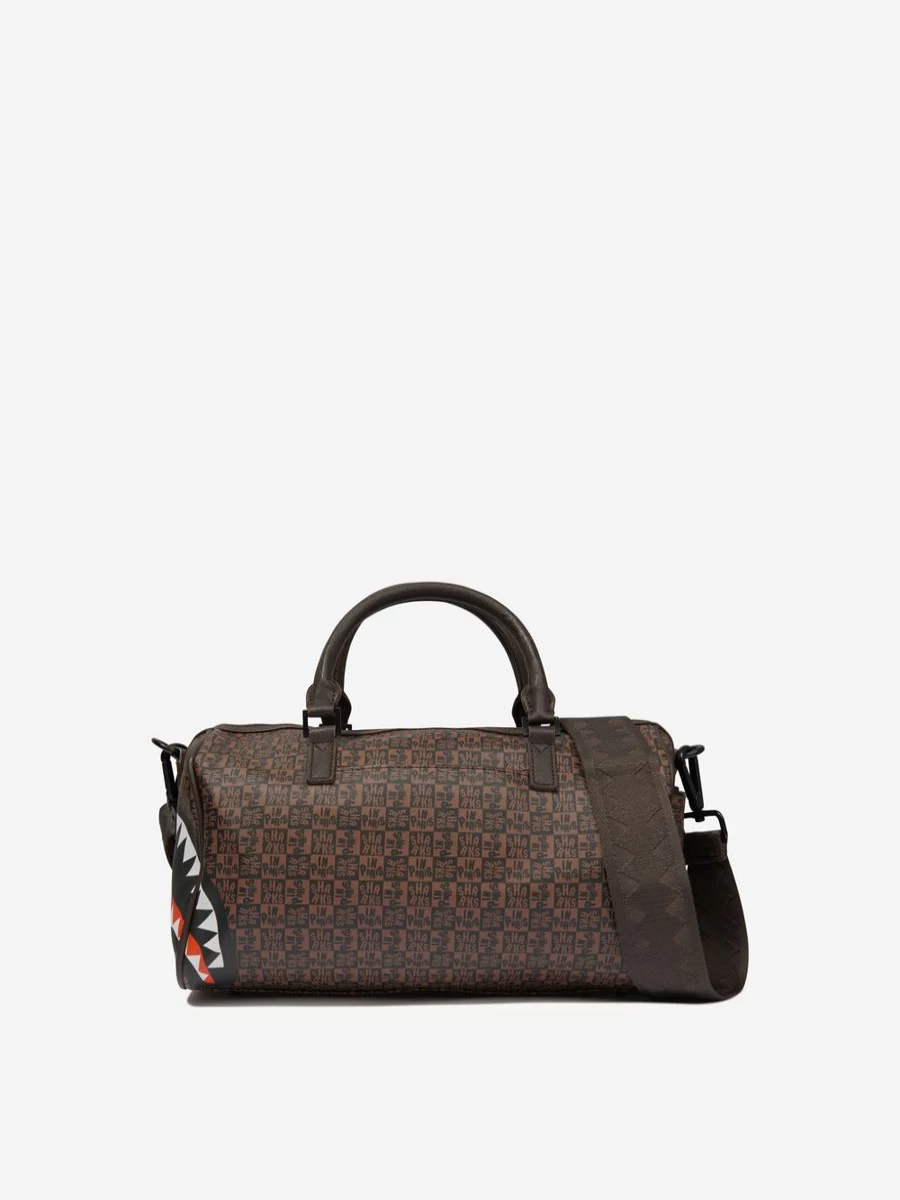 Sprayground Boys Sharks In Paris Brown Check Mini Duffle Bag