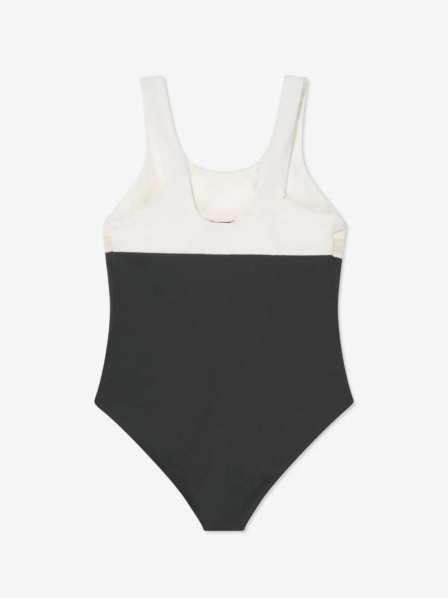 Moncler Enfant Girls' White Colourblock Swimsuit for Summer Beachwear