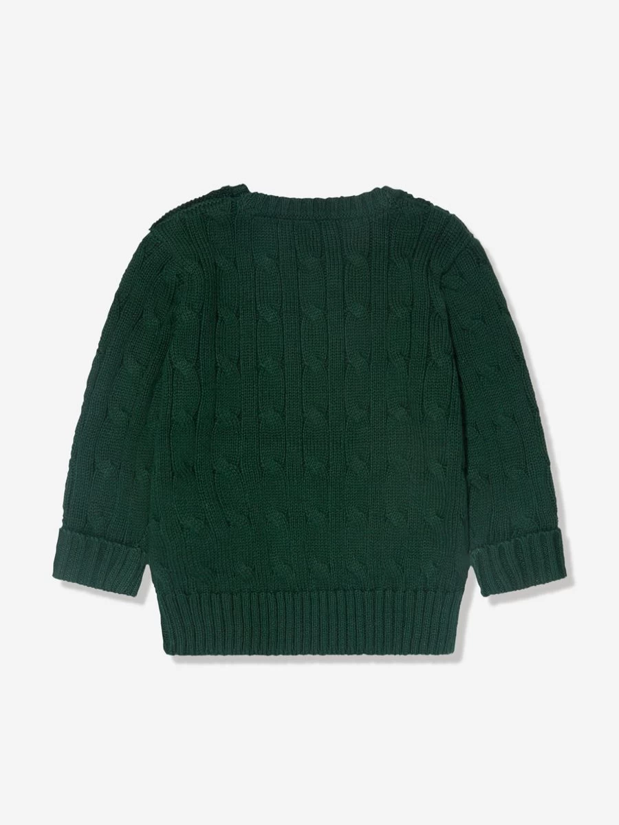 Ralph Lauren Kids Green Cable Knit Sweater for Baby Boys - Soft Winter Pullover