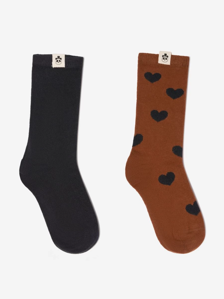 Mini Rodini Girls' 2-Pack Heart Print Socks - Colorful Crew Socks for Kids