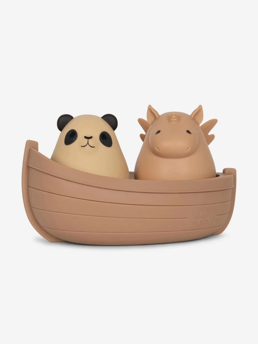 Konges Slojd Baby Panda and Unicorn Bath Boat Toy - 12cm Multicolor Floating Play Set for Infants