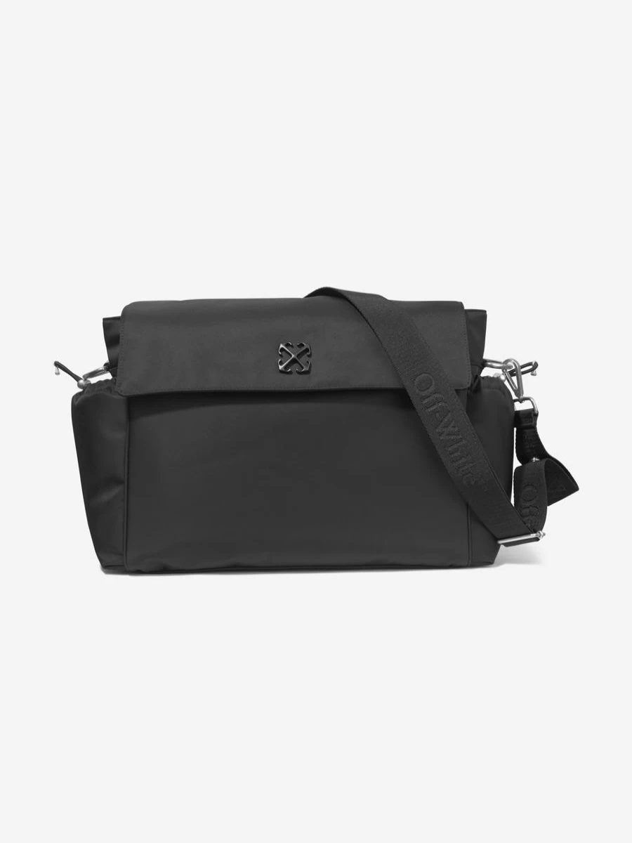 Off-White Baby Arrow Soft Jitney Changing Bag - Black Diaper Bag for Infants, 42cm Stylish & Functional