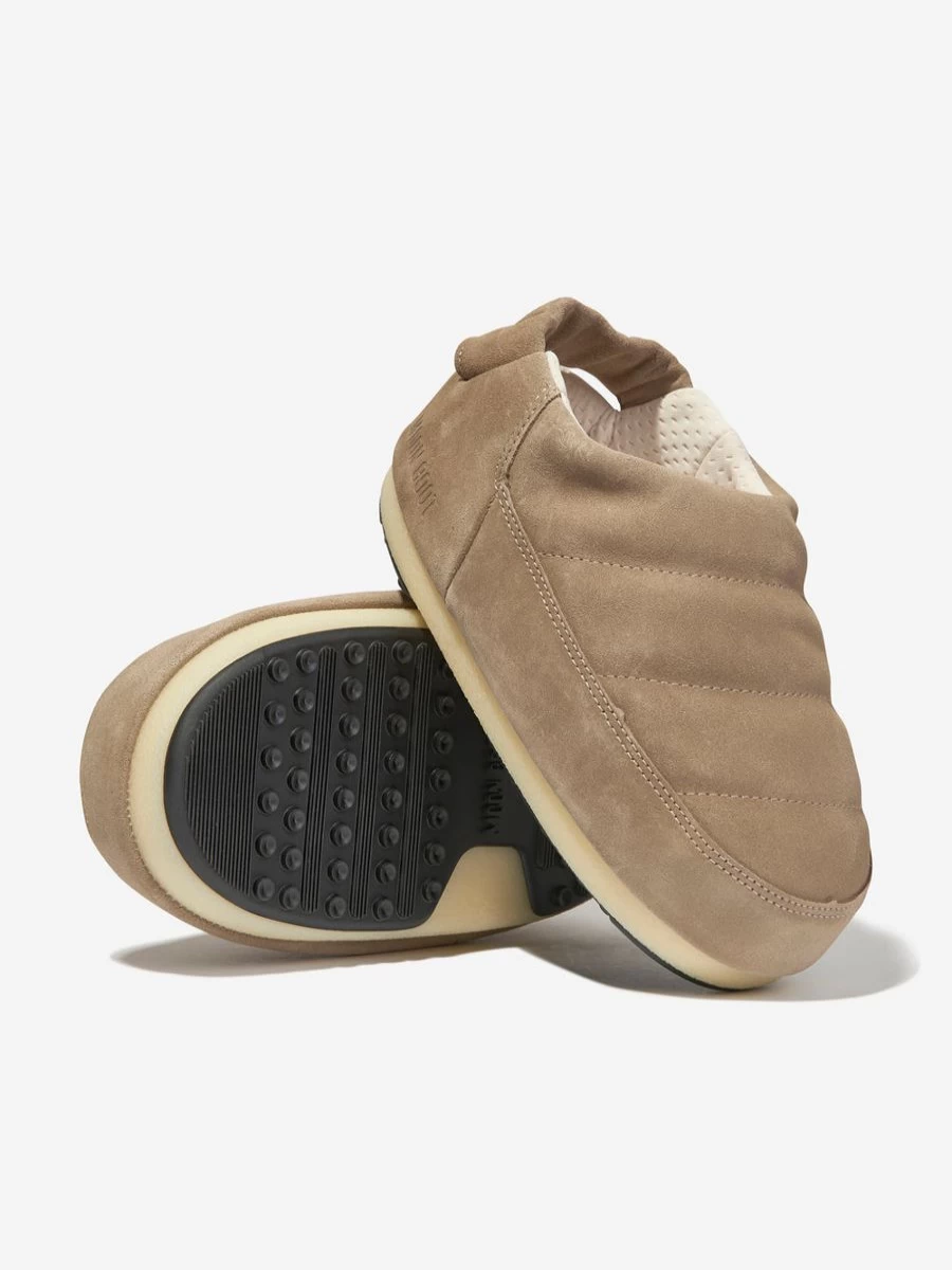 "Moon Boot Girls' Beige Suede Sandals for Kids – Comfortable & Stylish"