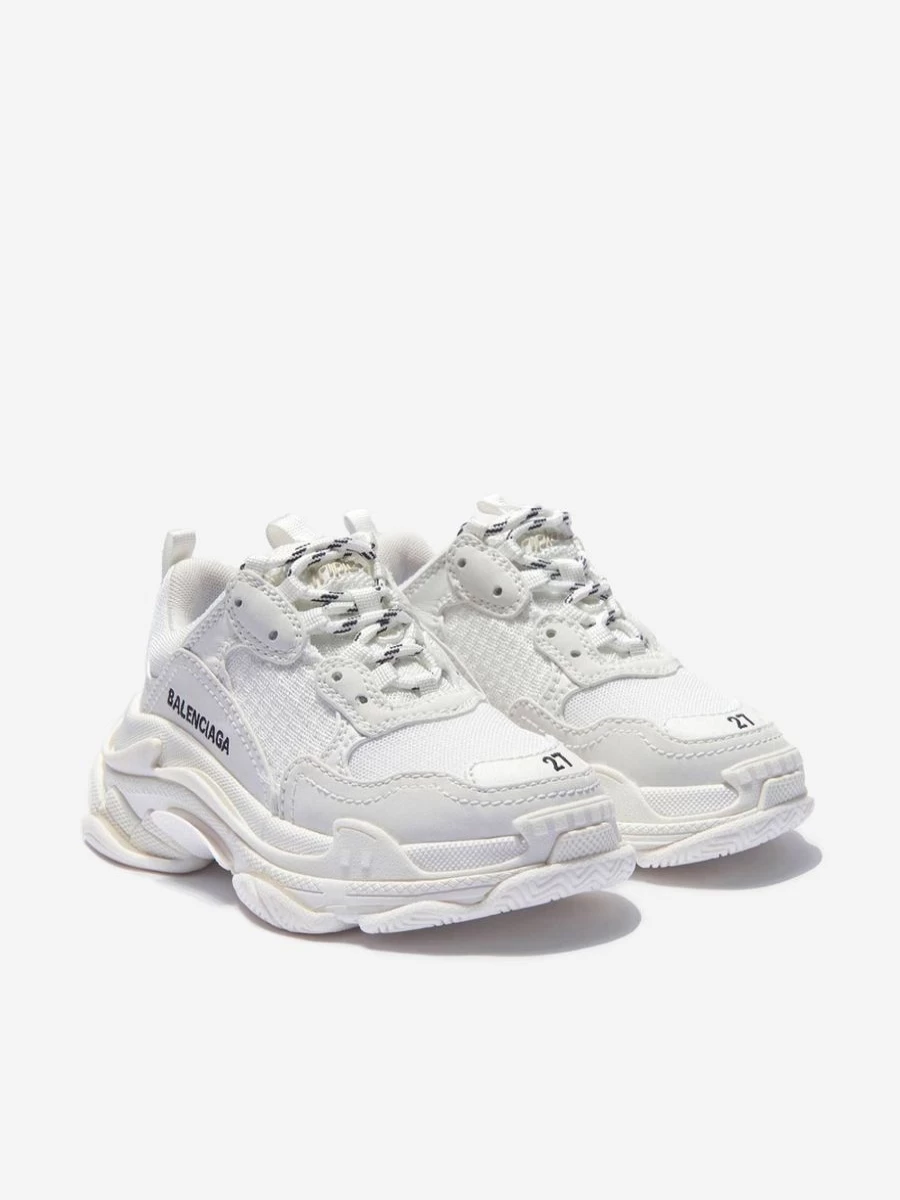 Balenciaga Girls Triple S Faux Leather Sneakers | Kids Luxury Trainers | Childsplay Clothing