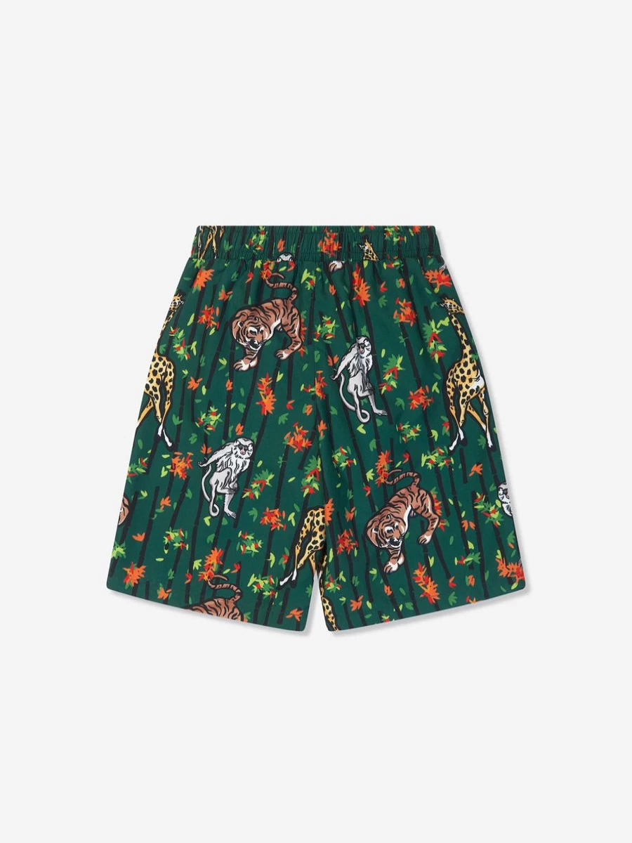 KENZO KIDS Boys' Green Bamboo Jungle Swim Shorts | Quick-Dry Kids' Swimwear