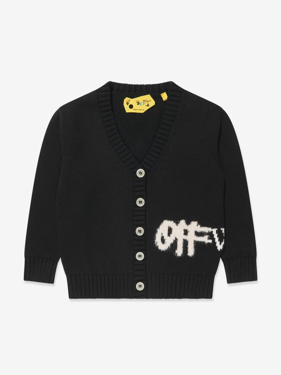 Off-White Girls Black Logo Knit Cardigan