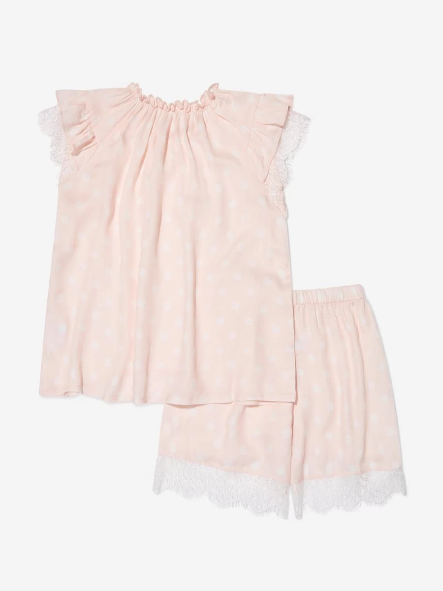 Amiki Girls Adelia Pink Dots Short Sleeve Pyjama Set - Comfortable Kids Pajamas