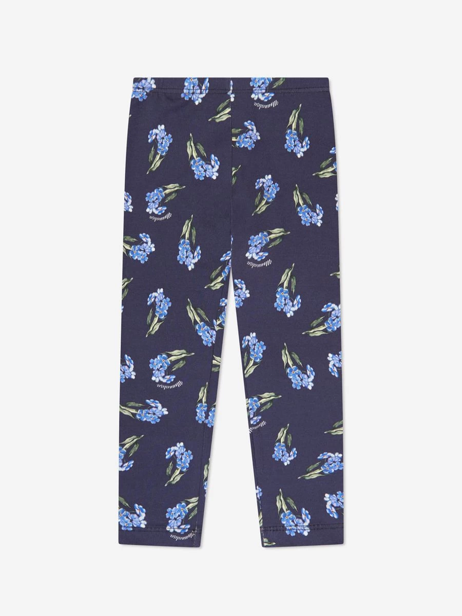 Monnalisa Girls Blue Floral Leggings for Kids - Stylish & Comfortable Leggings for Girls