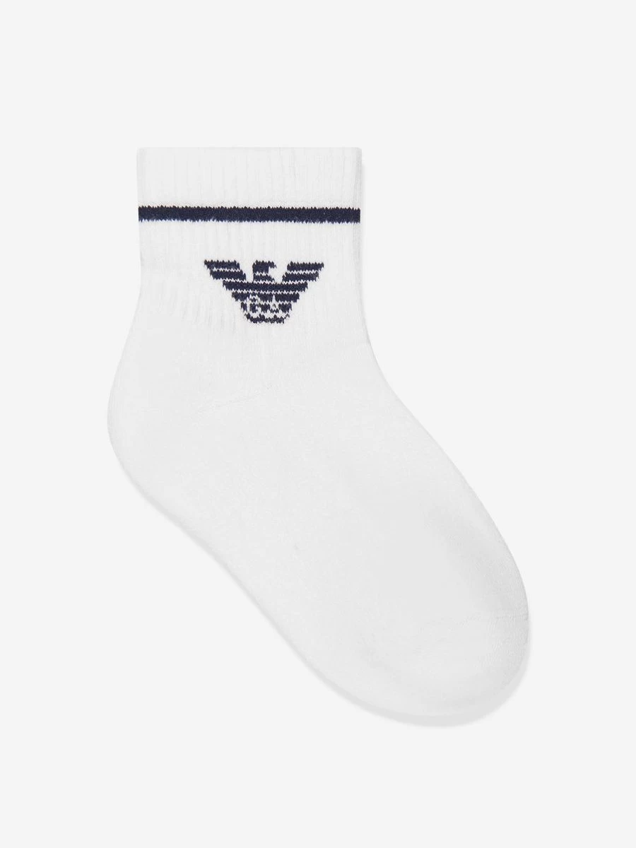 Emporio Armani Boys' Navy Logo Socks for Kids - Comfortable Cotton Crew Socks