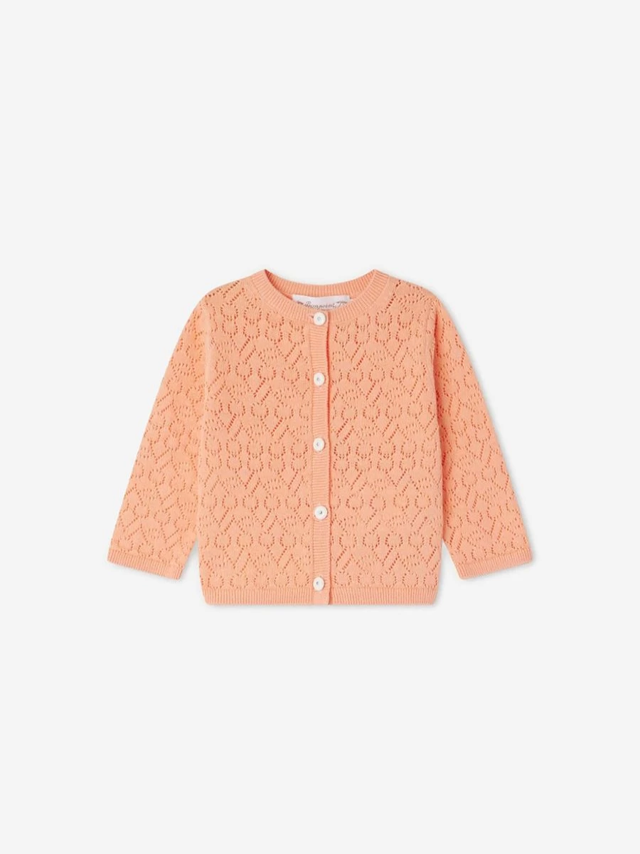 Bonpoint Orange Clayel Cardigan for Baby Girls - Soft Knit Sweater