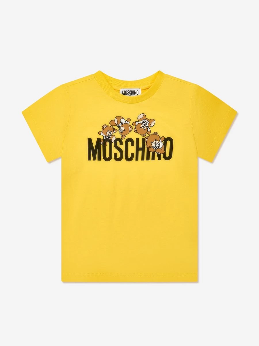 Moschino Kids Boys Yellow Teddy Bear Logo Cotton T-Shirt