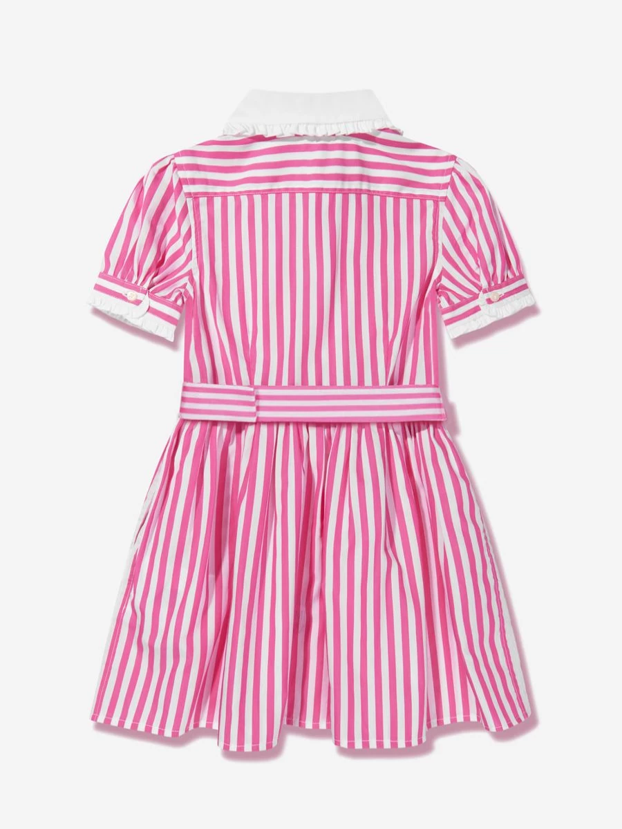 Ralph Lauren Kids Girls Pink Striped Shirt Dress - Casual Summer Dress for Girls