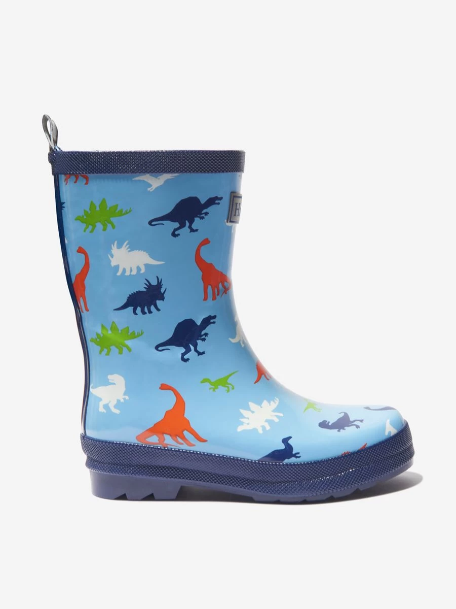 Hatley Kids Boys Dinosaur Rain Boots - Waterproof Shiny Prehistoric Design