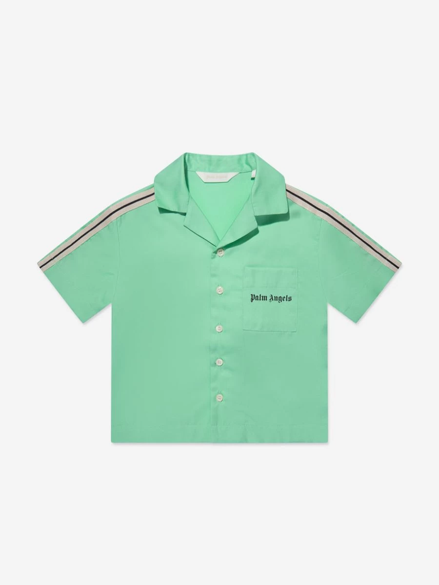 Palm Angels Boys Green Track Shirt - Athletic Tee for Active Kids