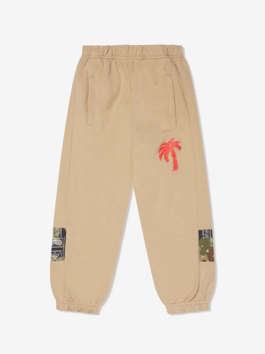 Palm Angels Teen Boys Beige Camo Joggers Brush Logo Sweatpants