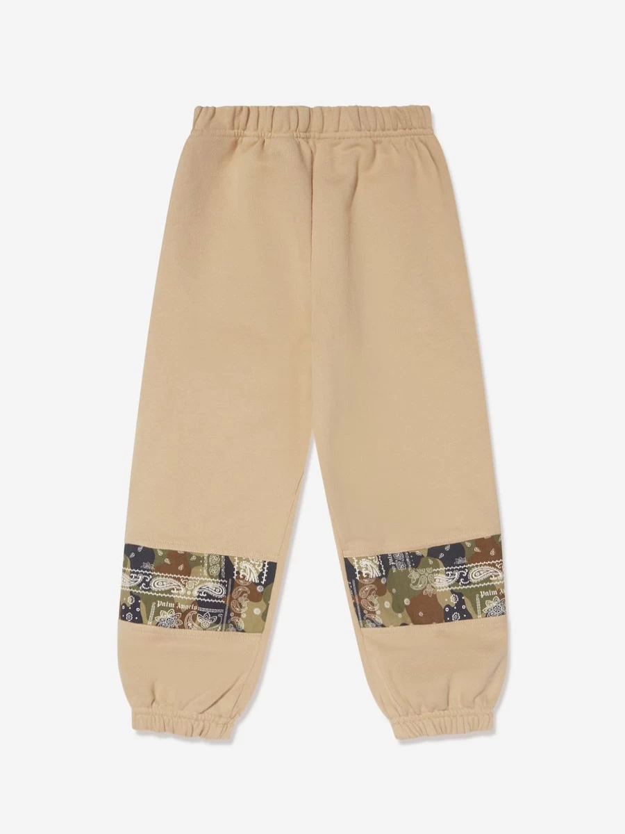 Palm Angels Teen Boys Beige Camo Joggers Brush Logo Sweatpants