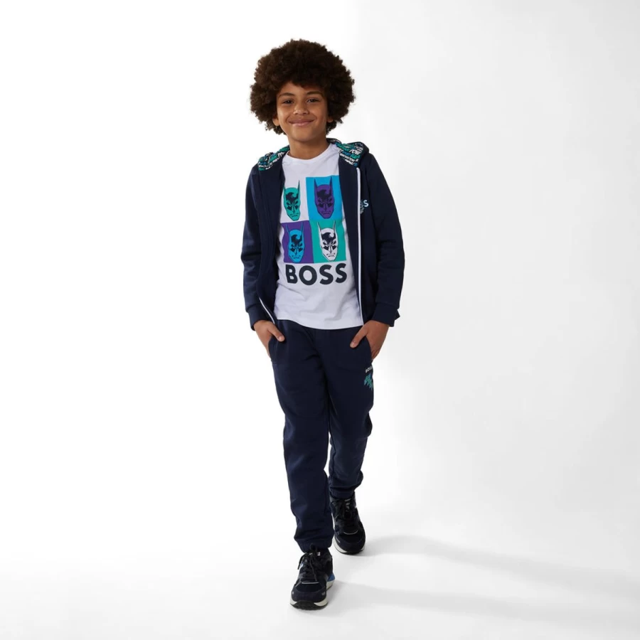 BOSS Boys Navy Zip-Up Jacket - Premium Cotton Casual Outerwear for Kids