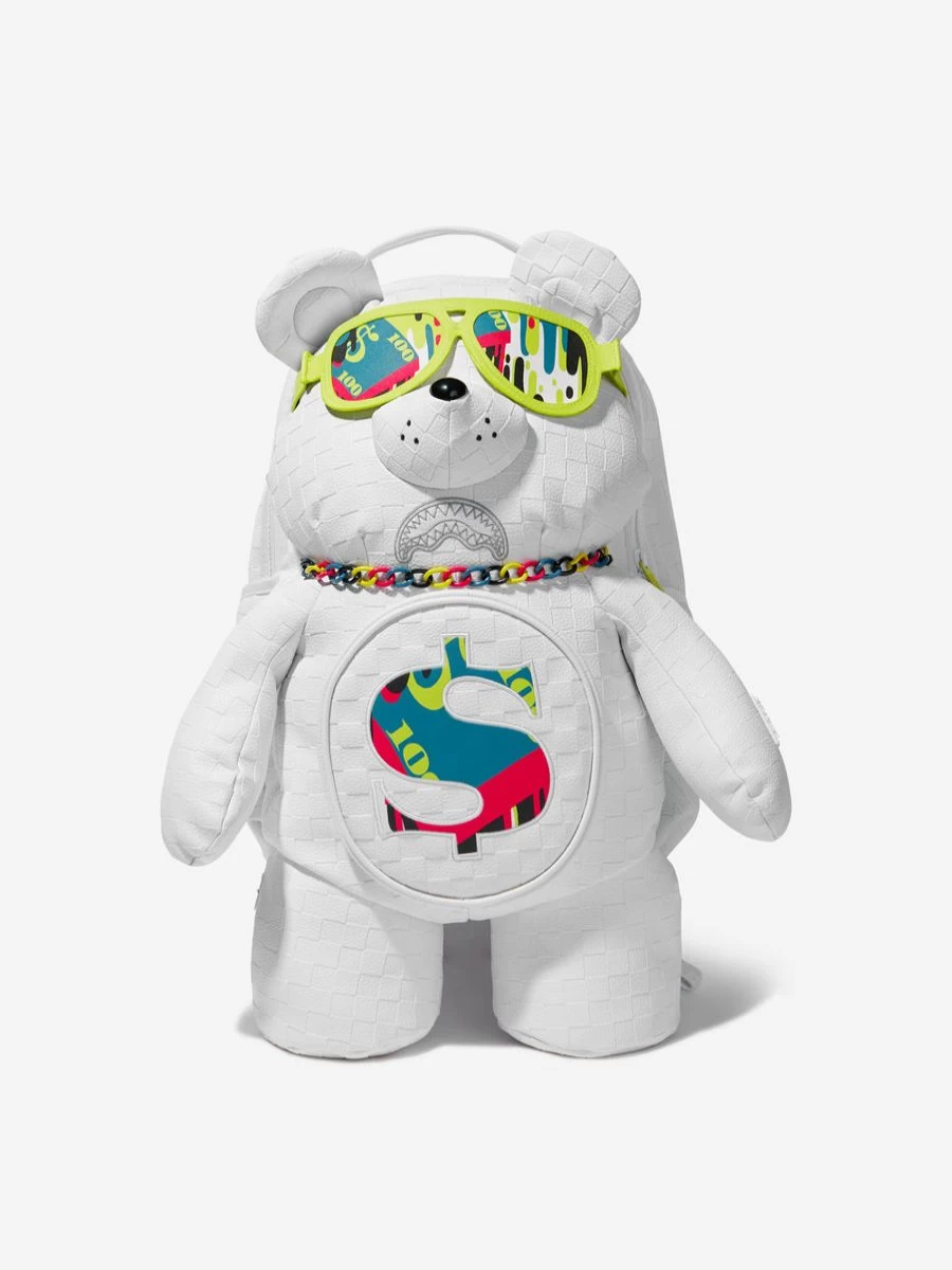 Sprayground Shark Trip Money Bear Backpack for Girls - Grey Stylish School Bag