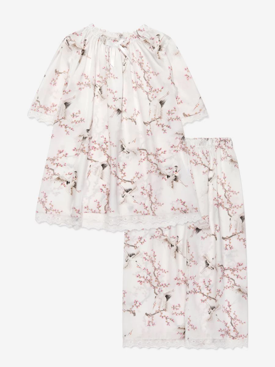 Amiki Girls Silk Bird Print Marite Pyjamas - Comfortable Children's Sleepwear